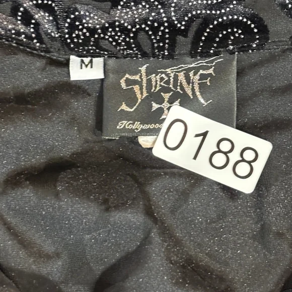 Vintage Shrine Of Hollywood Black Velvet Floral Button Down Shirt Men’s Medium - Picture 14 of 14